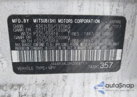 2017 Mitsubishi Outlander Sport 2.0 Le z USA, uszkodzony, nr VIN JA4AR3AU3HZ068713